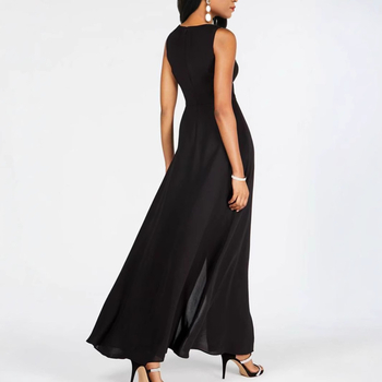 Az Amazon. Állórugós Tejszín Selyem Varrásos Sifon Slim-Fit Kerek Nyakú Ujjatlan Tejszín Selyem Egyszínű Nadrág