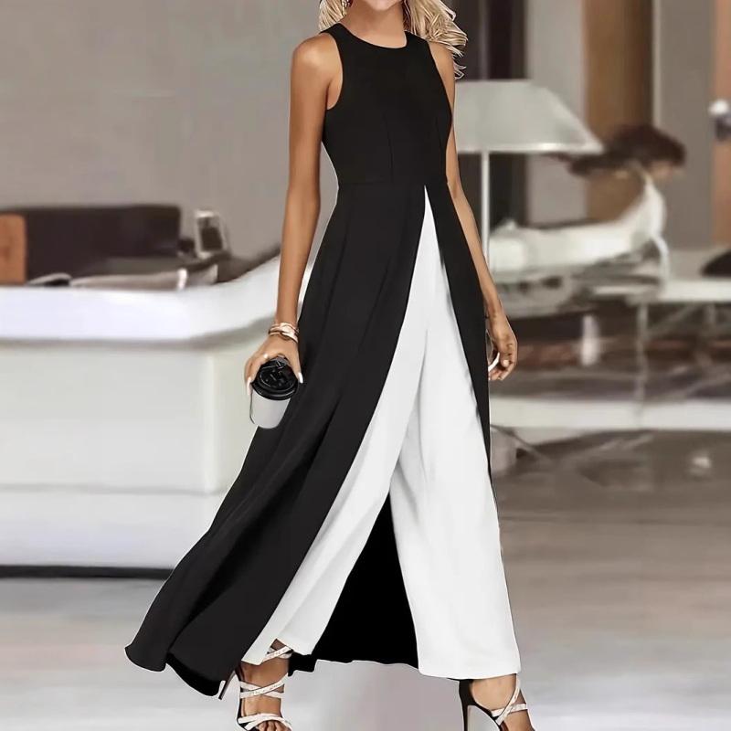 Az Amazon. Állórugós Tejszín Selyem Varrásos Sifon Slim-Fit Kerek Nyakú Ujjatlan Tejszín Selyem Egyszínű Nadrág