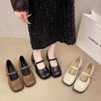 Kevad 2025 Korea stiilis madala kontsaga kingad naistele retro kandilise ninaga Mary Jane kingad naiste seelikuga väikesed kingad naistele