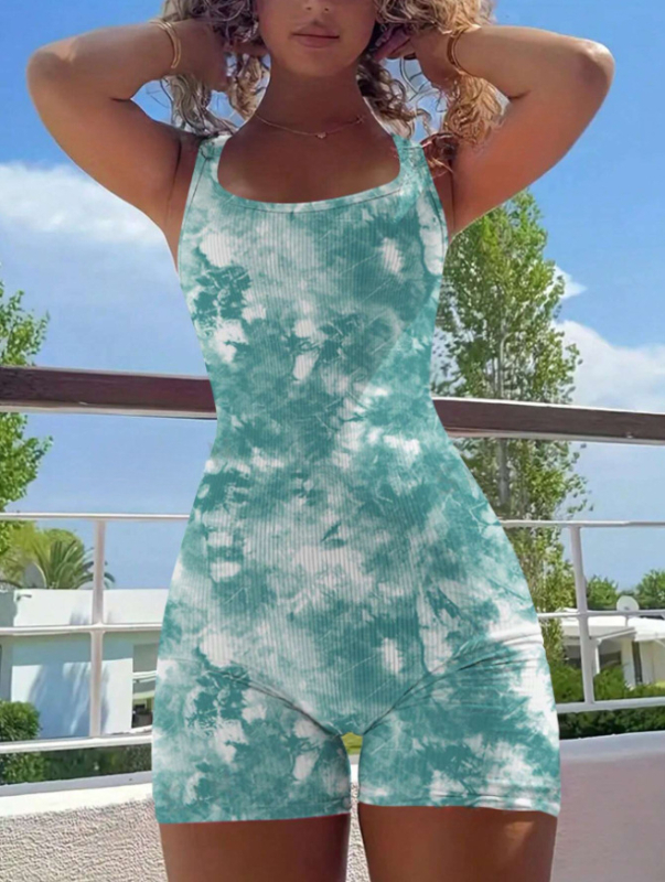 Európa és az Egyesült Államok határokon átnyúló 2024 új bordás batikolt rugalmas jógaruha kültéri sportokhoz, futáshoz, fitneszhez