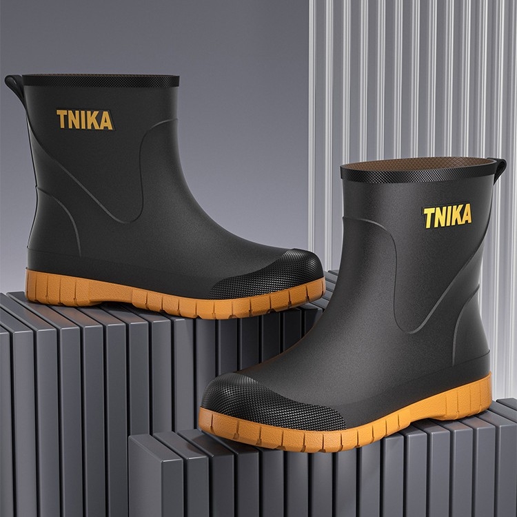 Meeste kummist saapad keskmise toruga veekingad veekindlad kulumiskindlad kummist kingakattega kingad kummist saapad libisemiskindlad lühikese toruga moekad lihtsad