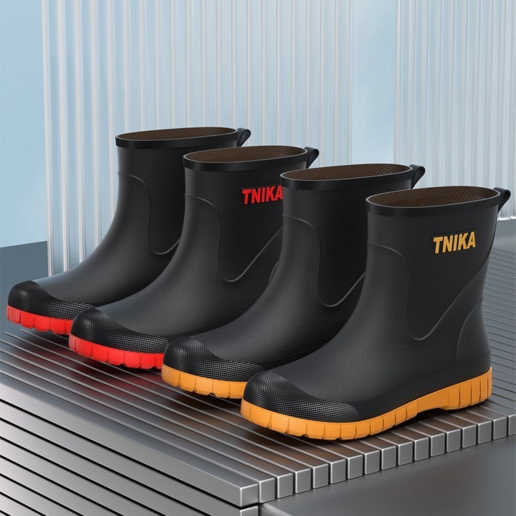 Meeste kummist saapad keskmise toruga veekingad veekindlad kulumiskindlad kummist kingakattega kingad kummist saapad libisemiskindlad lühikese toruga moekad lihtsad