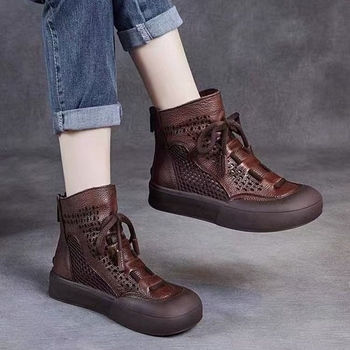 2025 őszi és téli új, kézzel készített retró, alkalmi, rövid csizma, vastag talpú, elegáns, kényelmes, ingázós női cipő