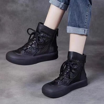 2025 őszi és téli új, kézzel készített retró, alkalmi, rövid csizma, vastag talpú, elegáns, kényelmes, ingázós női cipő