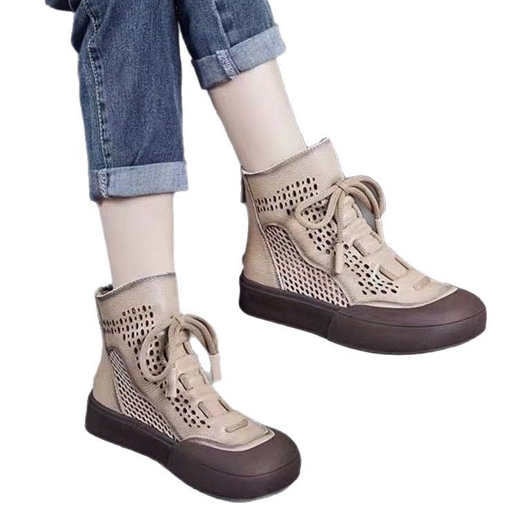 2025 őszi és téli új, kézzel készített retró, alkalmi, rövid csizma, vastag talpú, elegáns, kényelmes, ingázós női cipő