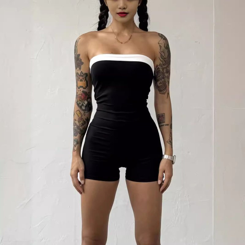 Európai és amerikai utcai új női ujjatlan csőfelső varrással szexi éjszakai klubcsomag csípőpóló szűk derekú vállfelső vékony