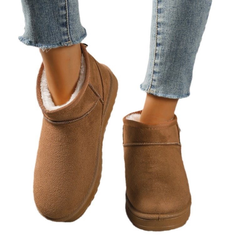 Lameda põhjaga naiste lumesaapad 2024. aasta talveks uued fliisvoodriga paksendatud libisemiskindlad soojad pluss-suuruses puuvillased kingad lühikese toruga väliskaubanduse puuvillased kingad