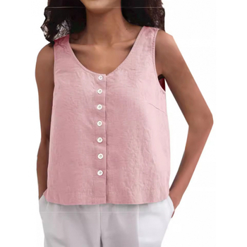 Határokon átnyúló Amazon 2024 francia laza gombos mellény, lenvászon, relaxációs, mindenhez illő, kényelmes ujjatlan felső