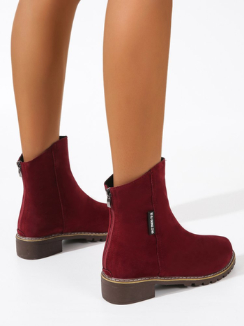 Kerek orrú, vastag sarkú, rövid csizma Női külkereskedelmi plus size 2022 ősz és tél Új, rövid csővel ellátott, oldalsó cipzáras retró Martin csizma nagykereskedelemben