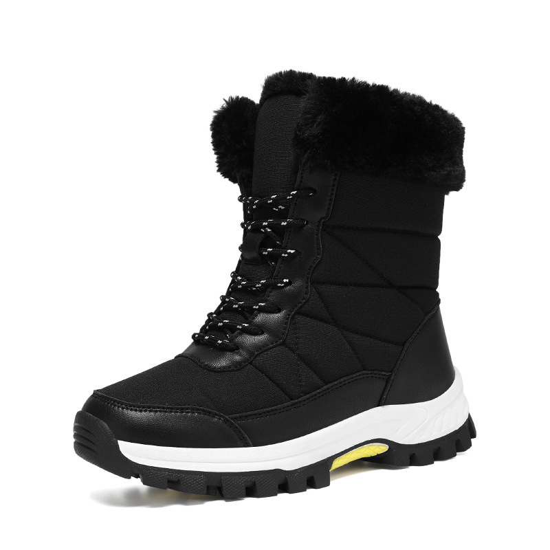 2024-es női téli snowboard meleg hócipő gyapjúbéléssel, kültéri, magas szárú, fűzős, pamut cipő, csúszásgátló hegymászó speciális csizma