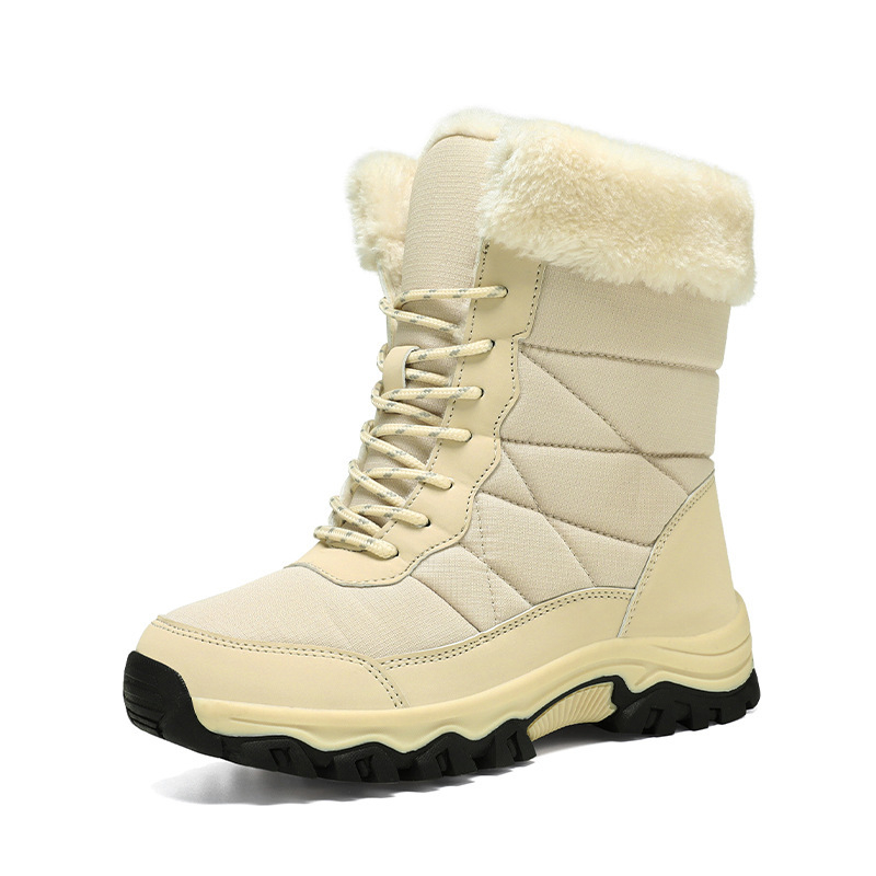 2024-es női téli snowboard meleg hócipő gyapjúbéléssel, kültéri, magas szárú, fűzős, pamut cipő, csúszásgátló hegymászó speciális csizma
