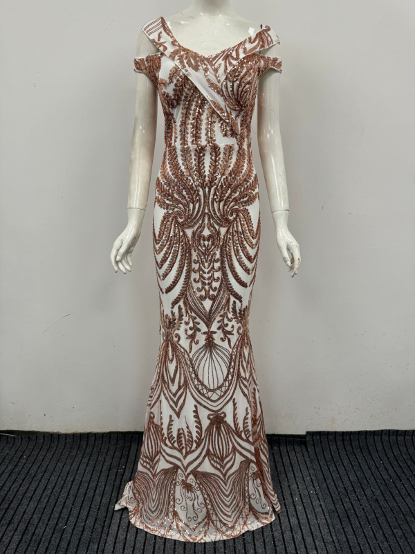 Elegantiška europietiška ir amerikietiška banketinė vakarėlio suknelė, seksuali nėriniuota socialistų vakarinė suknelė, socialistų stilius