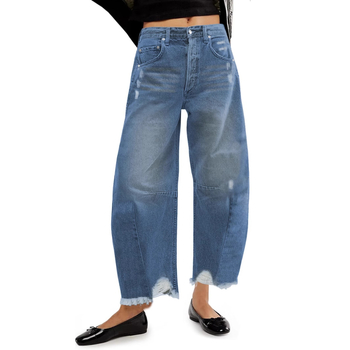 Határokon átnyúló külkereskedelem Amazon Európa és Amerika Washed Hole Rouge Farmer Harlan Nadrág Női lezser banánnadrág Rövidített nadrág