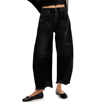 Határokon átnyúló külkereskedelem Amazon Európa és Amerika Washed Hole Rouge Farmer Harlan Nadrág Női lezser banánnadrág Rövidített nadrág