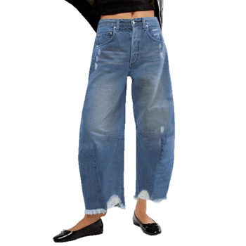 Határokon átnyúló külkereskedelem Amazon Európa és Amerika Washed Hole Rouge Farmer Harlan Nadrág Női lezser banánnadrág Rövidített nadrág