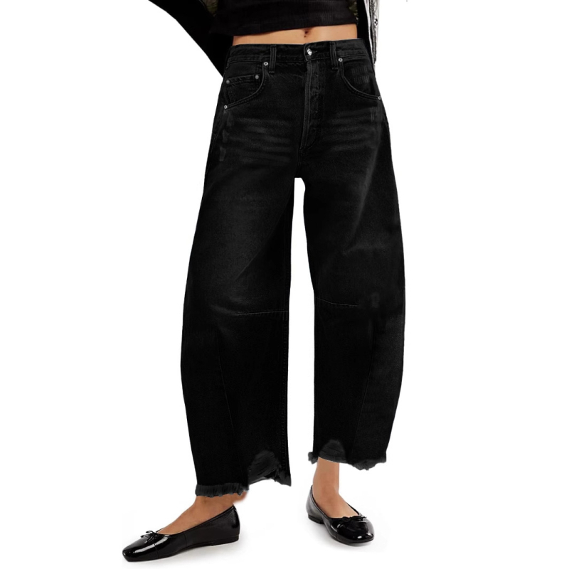 Határokon átnyúló külkereskedelem Amazon Európa és Amerika Washed Hole Rouge Farmer Harlan Nadrág Női lezser banánnadrág Rövidített nadrág