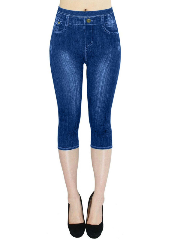 Határokon átnyúló, népszerű Temu Aliexpress rugalmas farmerutánzatú leggings, rövidített, szűk csípőemelésű, tiszta színű, kis szárú nadrág