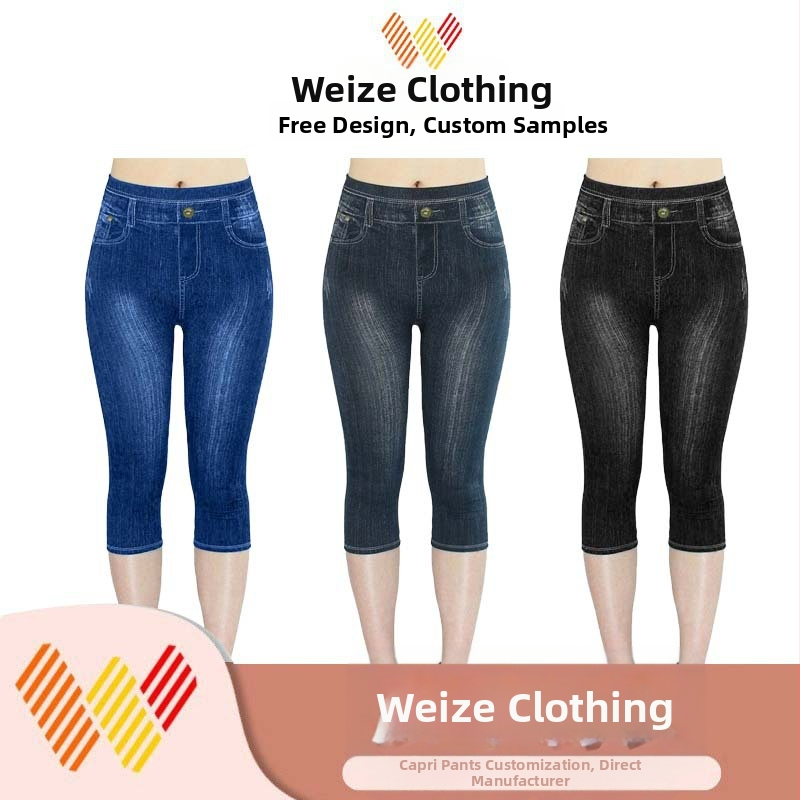 Határokon átnyúló, népszerű Temu Aliexpress rugalmas farmerutánzatú leggings, rövidített, szűk csípőemelésű, tiszta színű, kis szárú nadrág