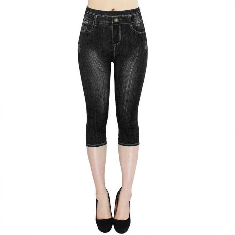 Határokon átnyúló, népszerű Temu Aliexpress rugalmas farmerutánzatú leggings, rövidített, szűk csípőemelésű, tiszta színű, kis szárú nadrág