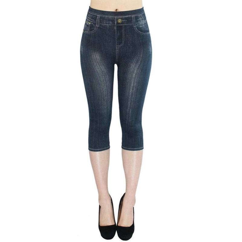 Határokon átnyúló, népszerű Temu Aliexpress rugalmas farmerutánzatú leggings, rövidített, szűk csípőemelésű, tiszta színű, kis szárú nadrág