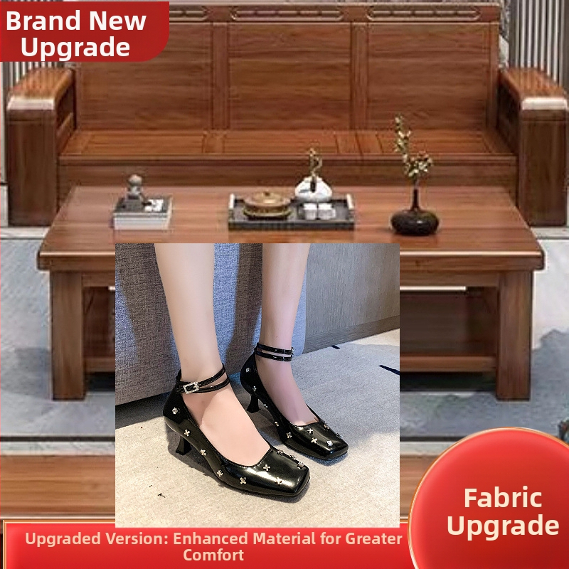 Sense French Retro ezüst Mary Jane cipők Kis bőr cipők Kora tavaszi női cipők szoknyával Magas sarkú, sekély szájú, egyszínű cipő