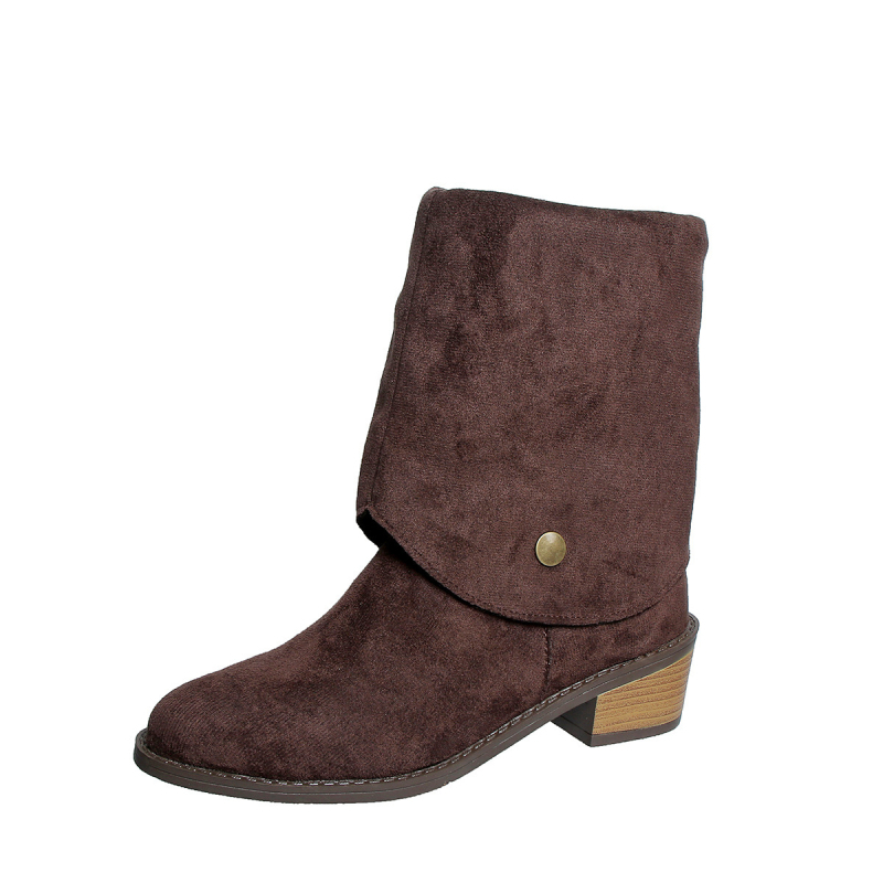 Külkereskedelmi Martin csizma női velúr kétszínű csizma őszi és téli 2024-es új vastag sarkú V-szájú csizma nagykereskedelemben