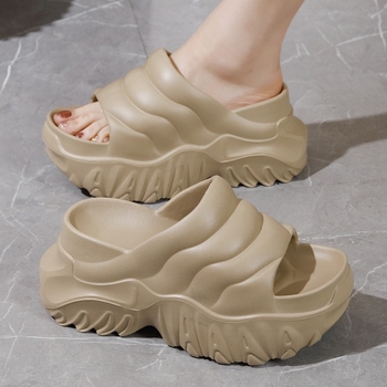 Καλοκαιρινές παντόφλες με ψηλοτάκουνα και χοντρή σόλα, γυναικεία παπούτσια θαλάσσης με ψηλό τακούνι και πλατφόρμες, με ενισχυμένο πάτο και φαρδιά σανδάλια.