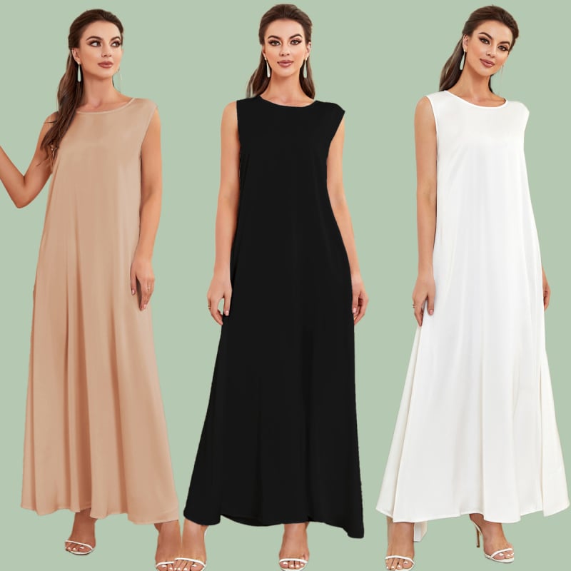 B007 Απομίμηση οξικού σατέν ευέλικτο τρίχρωμο φαρδύ γιλέκο για εξωτερική χρήση Μεταξωτή αμάνικη κομψή ολόσωμη φόρμα