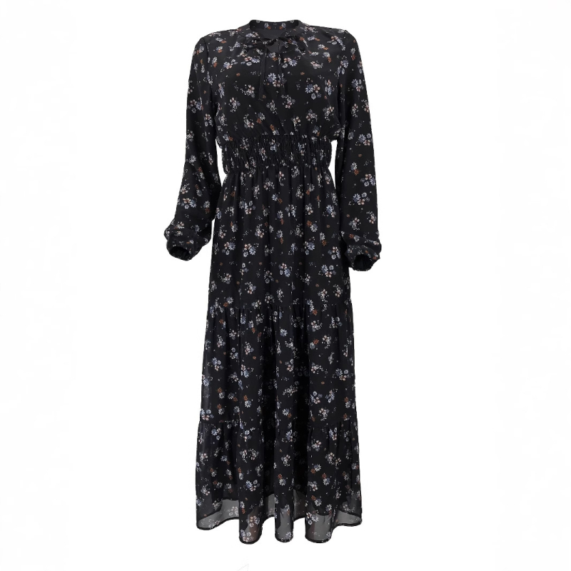 M2685 Határokon átnyúló Amazonas Női Közel-Keleti Muszlim Sifon Virágok Hosszú Divat Elegáns Ruha