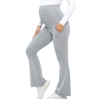 Παντελόνι φαρδύ με στάμπα για εγκύους, στενό και υποστηρικτικό στην κοιλιά, ψηλόμεσο, casual, με φαρδιά μπατζάκια για εγκύους, αδυνάτισμα, ρούχα για εγκύους