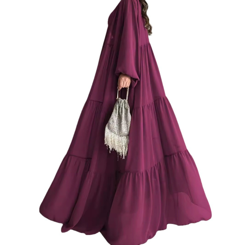 M2695 Διασυνοριακό Amazon Μέση Ανατολή Γυναικείο Μουσουλμανικό Μονόχρωμο Γιλέκο Μόδας Κομψό Ρόμπα Μπουφάν