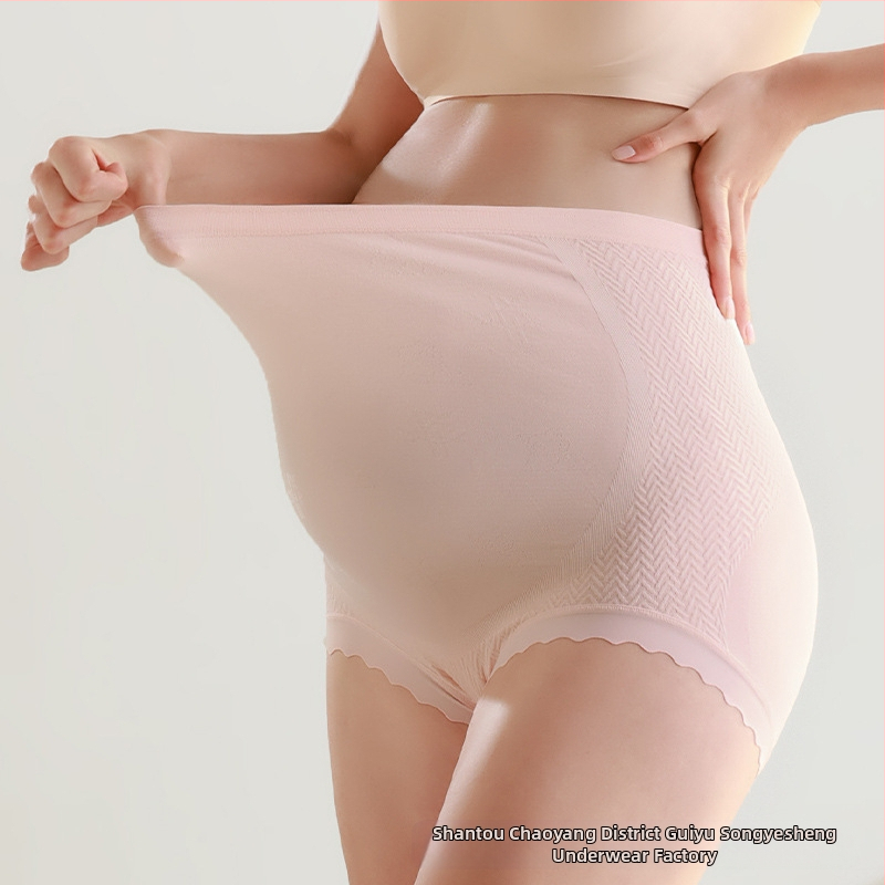Бельо за бременни, специално за бременност, висока талия за бременни жени в ранен, среден и късен период, коремни панталони без следи от памук и чатала
