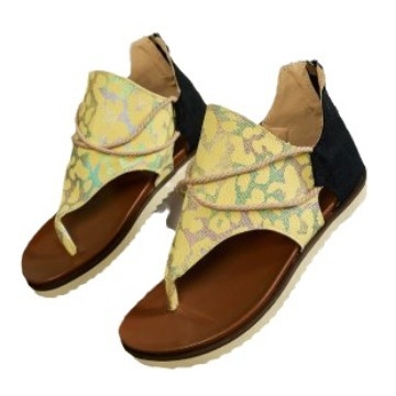 Határokon átnyúló kereskedelem, plus size szandálok nőknek, 2024-es nyári új orrú mintás lapos szandálok nőknek, gyártók nagykereskedelem