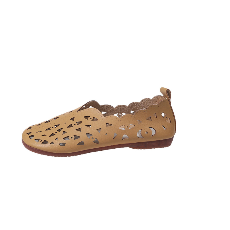 Határokon átnyúló külkereskedelem 2025 új üreges lapos retro egyrétegű cipő női lapos kerek orrú etnikai stílusú alacsony szárú lusta cipő