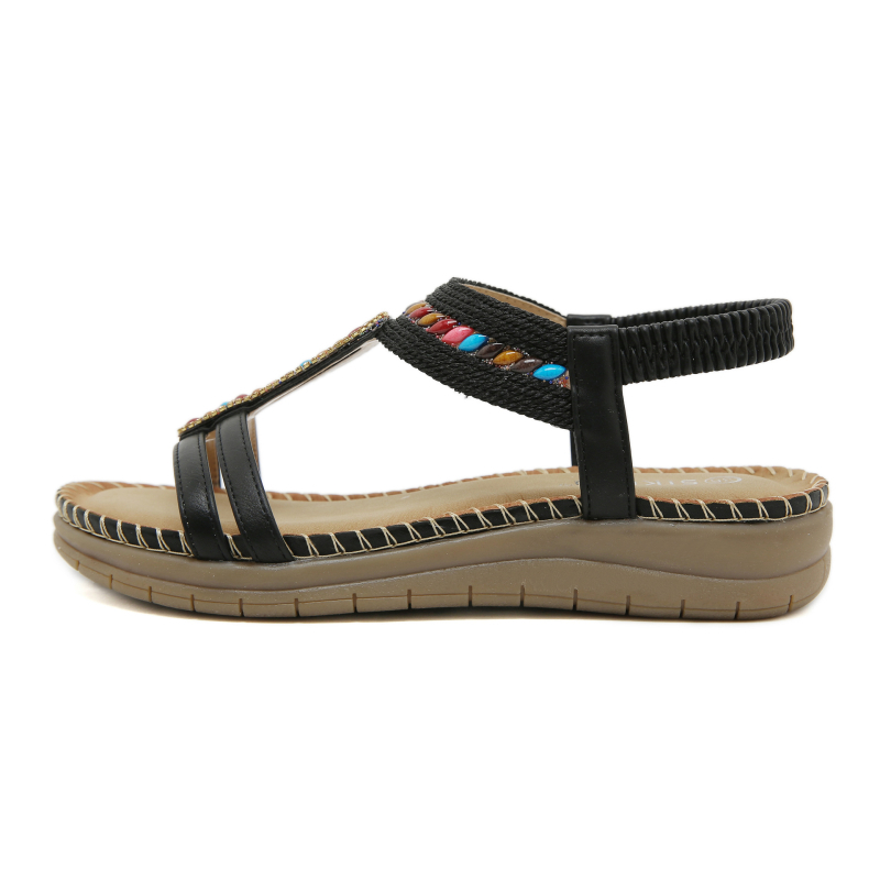 5012-8 jaunas 2025. gada bohēmiskas rhinestones sandales ikdienas ērtas lateksa masāžas biezas plus izmēra plakanas kurpes