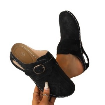 2024 Трансгранична външна търговия, големи размери, чехли, дамски, летни, нови, с плоска куха катарама, модни чехли за жени