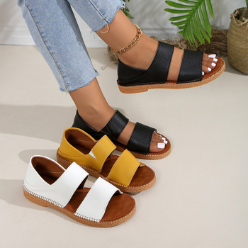 Sandale casual de vară pentru femei, cu fund plat, la modă, europene și americane, pentru comerț exterior, mărime plus, sandale de plajă pentru femei