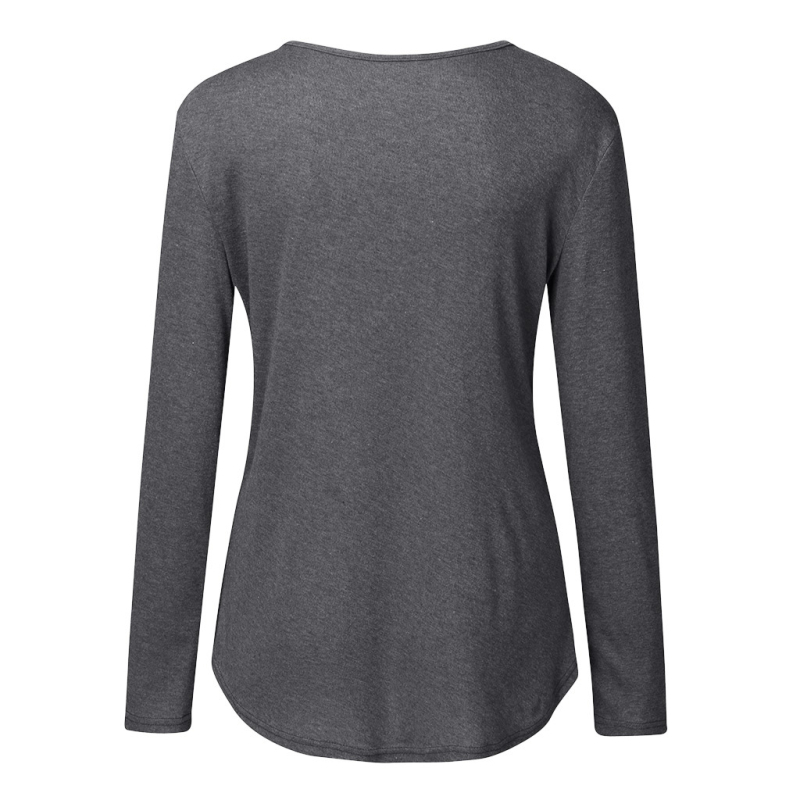 Πουκάμισο θηλασμού από βελούδο απομίμησης μαλλιού 2022, νέο βαμβακερό, στρογγυλό ντεκολτέ, μακρυμάνικο, ασορτί χρώμα για έγκυες μητέρες