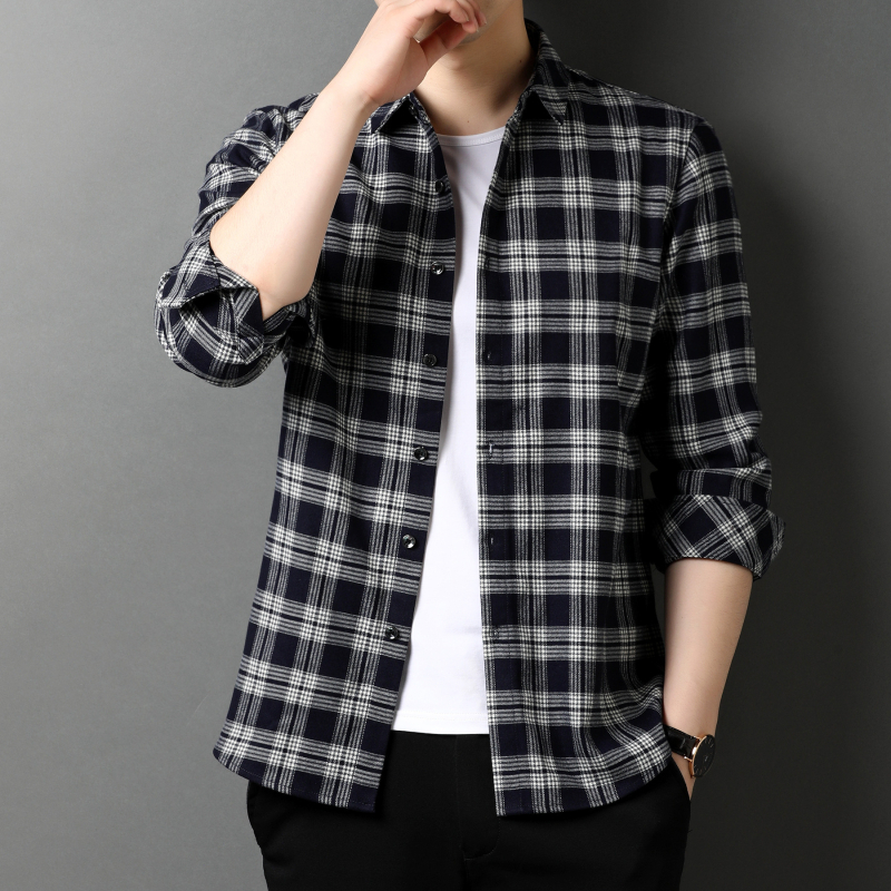 Programozó kockás ing, tavaszi és őszi férfi hosszú ujjú, bő, divatos, vékony kabát, japán férfi ing kockás mintával