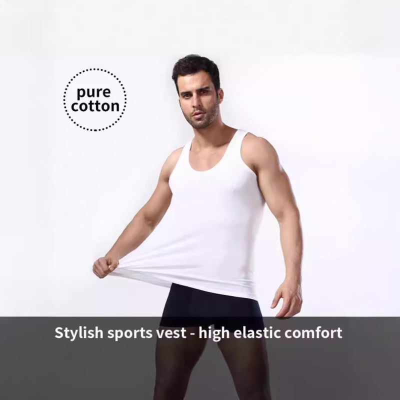 Ανδρικό καλοκαιρινό γιλέκο Crossborder American από καθαρό βαμβάκι για άνδρες, στενή εφαρμογή, με τοπ από εμπόδια, γυμναστική, νεανικό μπλουζάκι με βάση