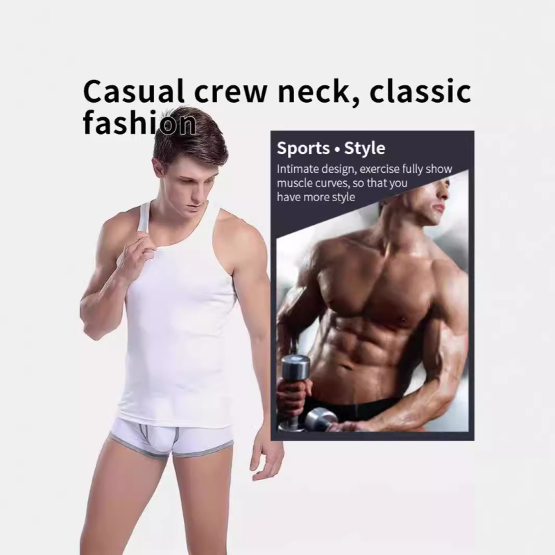 Ανδρικό καλοκαιρινό γιλέκο Crossborder American από καθαρό βαμβάκι για άνδρες, στενή εφαρμογή, με τοπ από εμπόδια, γυμναστική, νεανικό μπλουζάκι με βάση