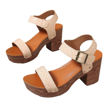 Γυναικεία σανδάλια με ψηλό τακούνι, διασυνοριακά, καλοκαίρι 2025, νέα, ξένα εμπορικά σήματα, με χοντρό τακούνι, ευρωπαϊκά και αμερικανικά ρωμαϊκά σανδάλια με ανοιχτά δάχτυλα, χονδρική, συν μέγεθος 43