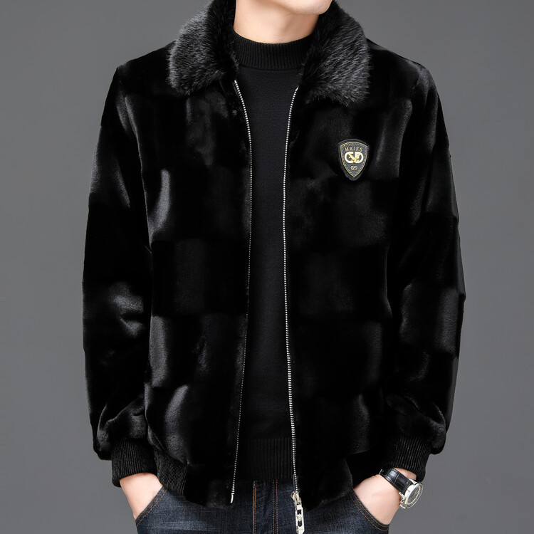 Haining audinės kailiniai vyriška striukė naujas aukso spalvos audinės kailiniai vyriški kailiniai žieminiai kailio vientisi viršutiniai drabužiai