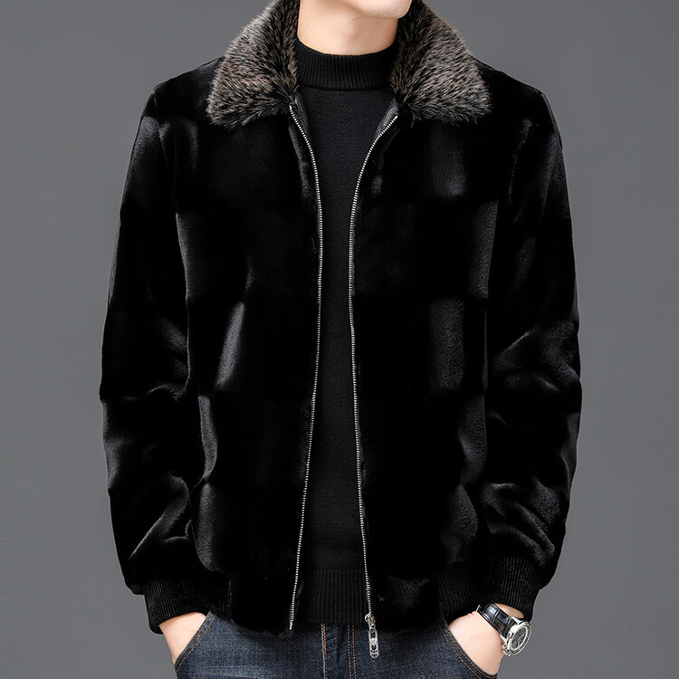 Haining audinės kailiniai vyriška striukė naujas aukso spalvos audinės kailiniai vyriški kailiniai žieminiai kailio vientisi viršutiniai drabužiai