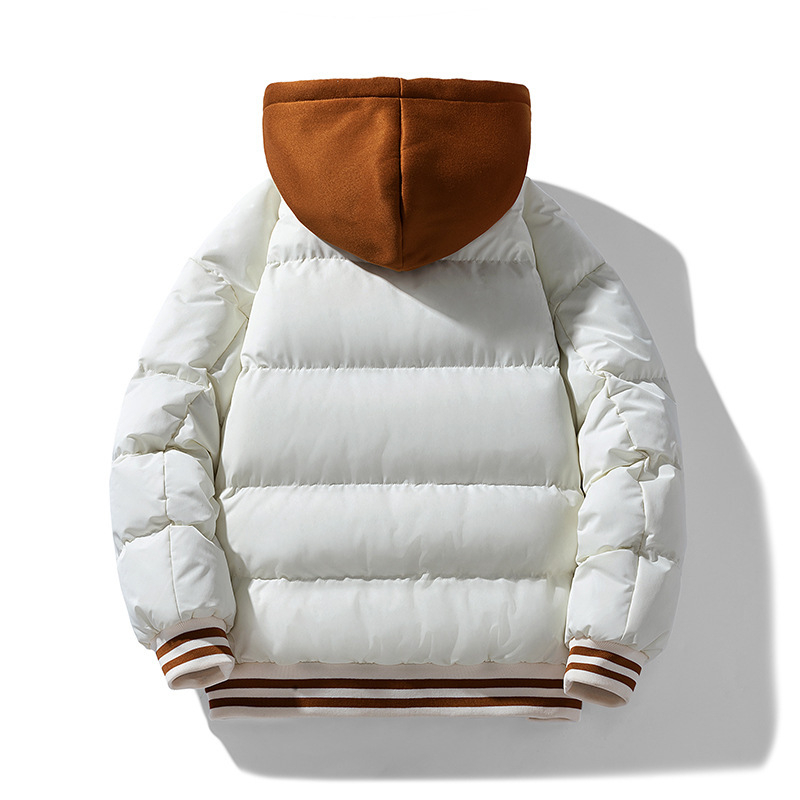 L-6xl pluss-suuruses puuvillase polstriga meeste kapuutsiga võltskaheosaline tikitud puuvillase polstriga mantel paaridele mõeldud ühes tükis mantel kohaletoimetamine