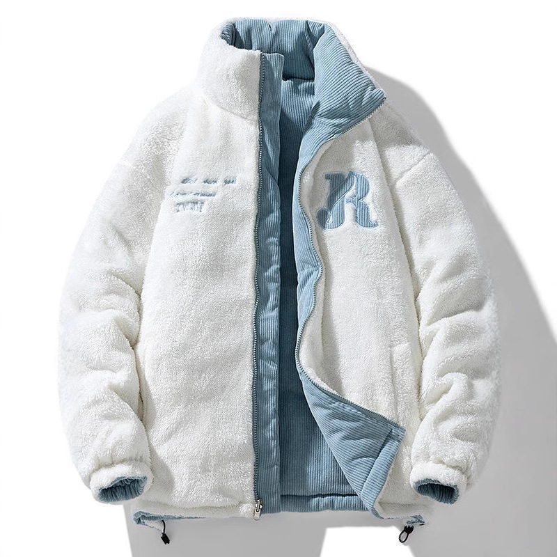 Paarile mõeldud pööratav puuvillapolstriga jope, meeste talvine uue stiili fliisvoodriga, paksendatud ja soe, trendikas brändi tudengi puuvillapolstriga jope