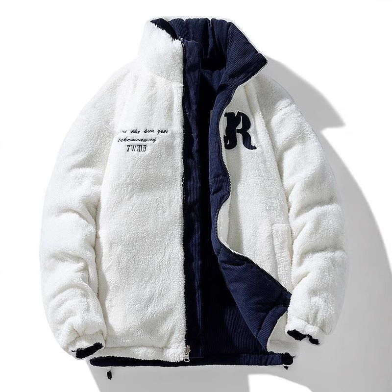 Paarile mõeldud pööratav puuvillapolstriga jope, meeste talvine uue stiili fliisvoodriga, paksendatud ja soe, trendikas brändi tudengi puuvillapolstriga jope