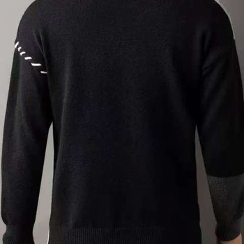 Férfi téli, amerikai stílusú, lezser, kötött, laza pulóver, kontrasztos színű, varrással készült