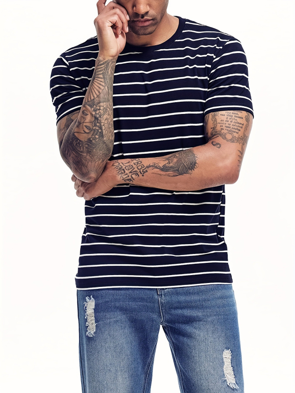 Határokon átnyúló különlegesség a 2025-ös nyárra, új, lezser trendi, bő, retró színű, csíkos, rövid ujjú, kerek nyakú póló.