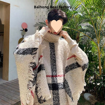 Európai állomás divattervező magas gallérú ujjatlan sálas pulóver divatos férfi denevérujjú stylist dzseki